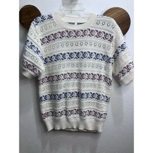 Alfred Dunner Vintage 90s Knit Sweater Size Small Cottagecore Short Sleeve USA